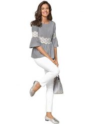 Heine Spodnie w kolorze białym rozmiar: 46. Białe spodnie materiałowe Heine, bez wzorów, z materiału. Za 217.99 zł.