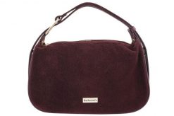 Elegancka torebka zamszowa na ramię - Bordowa. Czerwone torby na ramię Barberini's, bez wzorów, ze skóry, eleganckie, do ręki, małe, matowe, bez dodatków. Za 217.99 zł.