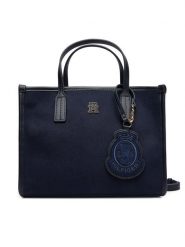 Tommy Hilfiger Torebka Th City Small Tote Melton AW0AW17852 Granatowy. Niebieskie torebki klasyczne TOMMY HILFIGER, bez wzorów, z materiału, bez dodatków. Za 599.99 zł.
