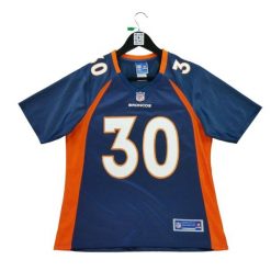 Second life - Koszulka Denver Broncos NFL dla kobiet - Stan bardzo dobry. Niebieskie bluzki NFL, bez wzorów, sportowe, bez kołnierzyka, bez ramiączek. Za 143.78 zł.