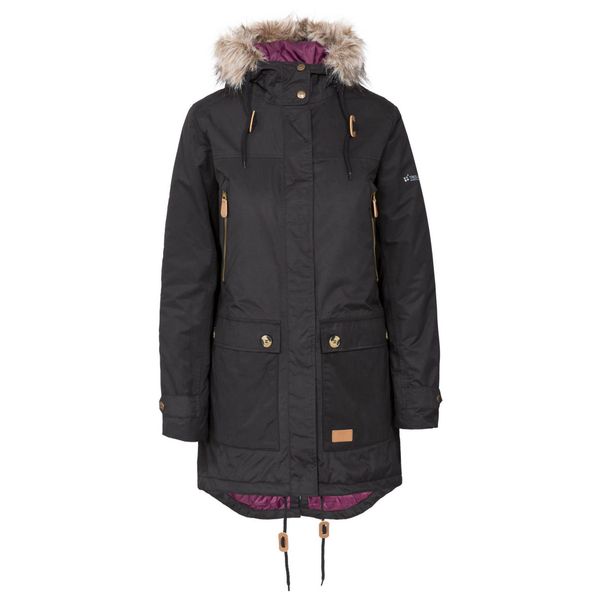 Parka Damska Wodoodporne Clea. Czarne parki Trespass, l, z poliesteru, bez kaptura. Za 616.99 zł.