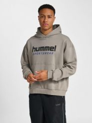 Bluza z kapturem Hummel Boxy Logo. Szare bluzy sportowe Hummel, xl, bez wzorów, z bawełny, z kapturem. Za 334.45 zł.