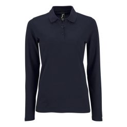 Damska Koszulka Polo Z Długim Rękawem Perfect Pique. Niebieskie koszulki sportowe SOL'S, bez wzorów, bez ramiączek. Za 99.99 zł.