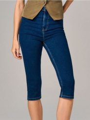Jeansy capri - granatowy. Niebieskie jeansy Sinsay, l, bez wzorów. W wyprzedaży za 29.99 zł.
