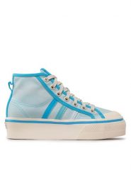 Adidas Trampki Nizza Platform Mid GX4604 Niebieski. Niebieskie trampki Adidas, bez wzorów, z materiału, bez zapięcia. Za 199.99 zł.