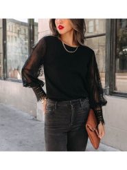 Milan Kiss Bluzka w kolorze czarnym rozmiar: XL. Czarne bluzki Milan Kiss, xl, bez wzorów, z koronki, bez kołnierzyka, bez ramiączek. Za 126.99 zł.