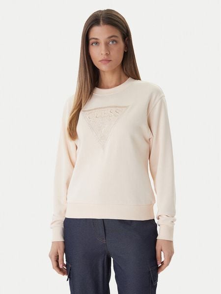 Guess Bluza W6GQ09 K3183 Żółty jasny Regular Fit. Żółte bluzy Guess, s, z aplikacjami, z bawełny, bez kaptura. Za 232.99 zł.