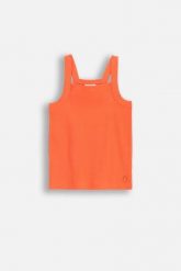 T-shirt bez rękawów prążkowany. Brązowe t-shirty COCCODRILLO, z aplikacjami, z bawełny, bez kołnierzyka, bez ramiączek. W wyprzedaży za 29.90 zł.