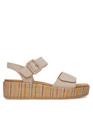 Remonte Sandały D1N54-60 Beżowy. Brązowe sandały Remonte, bez wzorów, ze skóry, bez obcasa, na koturnie, bez zapięcia. Za 379.99 zł.