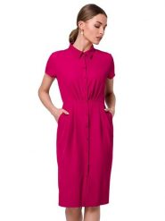 Stylove Sukienka w kolorze różowym rozmiar: XL. Różowe sukienki Stylove, xl, bez wzorów, bez kołnierzyka, bez ramiączek, midi. Za 109.78 zł.