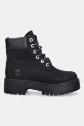 Trapery damskie Timberland STONE STREET 6 INCH BOOTS. Czarne botki Timberland, na zimę, bez wzorów, z gumy, bez obcasa, bez zapięcia. Za 849.00 zł.