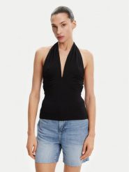 Guess Top W5GP16 KACM2 Czarny Slim Fit. Czarne topy Guess, m, z aplikacjami, bez kołnierzyka, bez ramiączek. Za 129.99 zł.