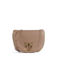 Pinko Skórzana torebka w kolorze beżowym - 23 x 19 x 8 cm rozmiar: onesize. Brązowe torby na ramię Pinko, z aplikacjami, z materiału, na ramię, bez dodatków. Za 1,188.82 zł.