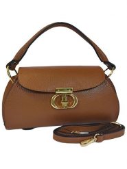 ORE10 Skórzana torebka "Nadis" w kolorze jasnobrązowym - 34 x 17 x 12 cm rozmiar: onesize. Brązowe torby na ramię ORE10, bez wzorów, z materiału, przez ramię, bez dodatków. Za 304.99 zł.