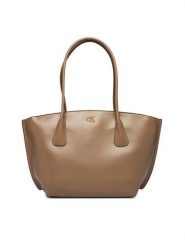 Calvin Klein Torebka Ck Medium Dome Tot LV04F3344G Beżowy. Brązowe shopper Calvin Klein, bez wzorów, ze skóry, bez dodatków. Za 649.99 zł.