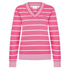 Damski sweter z dzianiny z dekoltem w serek HV Society Manon. Czerwone swetry HV SOCIETY, na zimę, bez wzorów, z bawełny, bez ramiączek. Za 416.50 zł.
