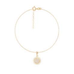 Bransoletka ze złota próby 375 z zawieszką w kształcie słońca na łańcuszku Forza. Żółte bransoletki Lilou, z cyrkonią, złote. Za 766.00 zł.