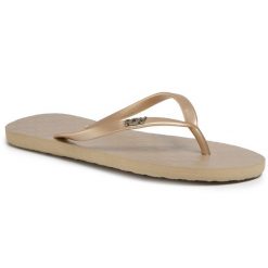 Japonki Roxy. Żółte klapki Roxy, bez wzorów, bez obcasa. Za 59.99 zł.