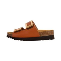 Klapki damskie Scholl Monterey 2 Straps Ad Med. Brązowe klapki Scholl, bez wzorów, bez obcasa. Za 289.99 zł.