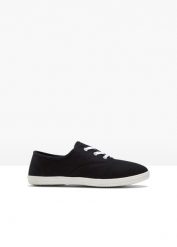 Sneakersy z bawełnianego płótna. Czarne obuwie sportowe bonprix, na lato, z bawełny, bez zapięcia. Za 52.99 zł.