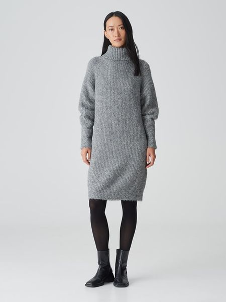 OPUS Sukienka dzianinowa w kolorze szarym rozmiar: 38. Szare sukienki Opus, bez wzorów, z dzianiny, bez kołnierzyka, bez ramiączek, midi. Za 221.36 zł.