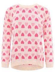 Zwillingsherz Sweter "Hearts" w kolorze beżowo-różowym rozmiar: L/XL. Brązowe swetry Zwillingsherz, l, bez wzorów, z bawełny, bez ramiączek. Za 122.96 zł.