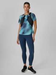 4F Legginsy do biegania szybkoschnące damskie - granatowe S. Niebieskie legginsy 4f, l, bez wzorów, z materiału, z podwyższonym stanem. Za 169.99 zł.