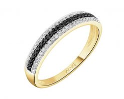 Pierścionek z żółtego złota z diamentami - 0,14 ct - próba 585. Żółte pierścionki Apart, z diamentem, złote. Za 3,090.00 zł.