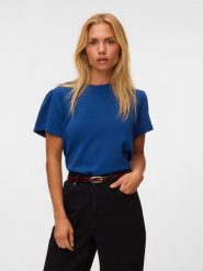 Vero Moda Koszulka w kolorze granatowym rozmiar: XS. Niebieskie bluzki Vero Moda, xs, bez wzorów, bez kołnierzyka, bez ramiączek. Za 85.95 zł.