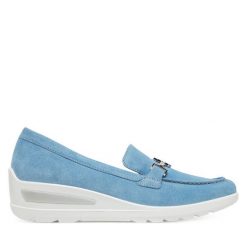 Półbuty Ara. Niebieskie czółenka Ara, bez wzorów, bez obcasa, na koturnie, bez zapięcia. Za 379.99 zł.
