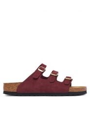 Birkenstock Klapki Florida 1033172 Bordowy. Czerwone klapki Birkenstock, bez wzorów, z nubiku, bez obcasa. Za 525.99 zł.
