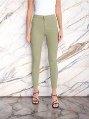 Jeansy skinny high waist - zielony. Zielone jeansy Sinsay, l, bez wzorów, z podwyższonym stanem. Za 22.99 zł.