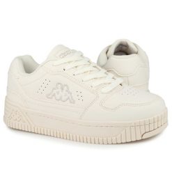 Buty damskie trampki sportowe Kappa EMELA. Białe obuwie sportowe Kappa, bez zapięcia, trekkingowe. W wyprzedaży za 129.00 zł.