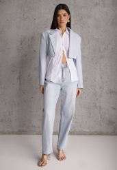 Niebieskie Jeansy z Bawełny Mom Fit High Waist Ozdobione Paskiem Minno. Niebieskie jeansy Renee, l, bez wzorów, z podwyższonym stanem. Za 119.99 zł.