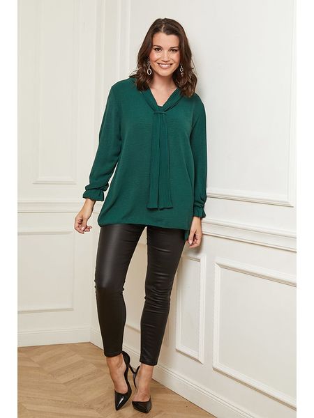 Curvy Lady Bluzka w kolorze ciemnozielonym rozmiar: 44/46. Zielone bluzki Curvy Lady, bez wzorów, klasyczne, bez kołnierzyka, bez ramiączek. Za 96.14 zł.