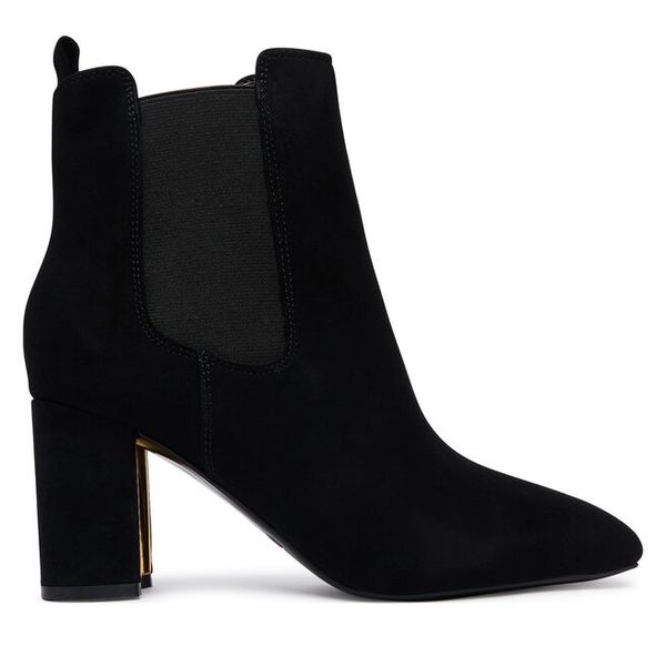 Botki Guess. Czarne botki Guess, z aplikacjami, bez obcasa, na słupku, bez zapięcia. Za 674.99 zł.