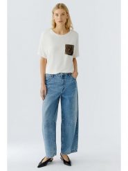 Oui Koszulka w kolorze kremowym rozmiar: 40. Brązowe bluzki Oui, bez wzorów, z bawełny, bez kołnierzyka, bez ramiączek. Za 193.24 zł.