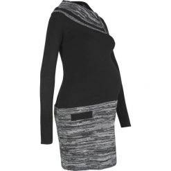 Sukienka ciążowa dzianinowa bonprix czarno-szary. Czarne sukienki bonprix, bez wzorów, z dzianiny, bez kołnierzyka, moda ciążowa, bez ramiączek. Za 54.99 zł.