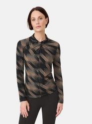 TAIFUN Koszulka w kolorze brązowo-czarnym rozmiar: 46. Brązowe bluzki Taifun, bez wzorów, bez kołnierzyka, bez ramiączek. Za 84.01 zł.