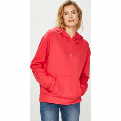 Answear - Bluza. Czerwone bluzy ANSWEAR, m, z aplikacjami, z bawełny, z kapturem. W wyprzedaży za 69.90 zł.