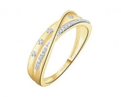 Pierścionek z żółtego złota z diamentami - 0,07 ct - próba 585. Żółte pierścionki Apart, z diamentem, złote. Za 3,690.00 zł.