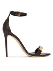 Elisabetta Franchi Sandały SA12L61E2 Brązowy. Brązowe sandały Elisabetta Franchi, bez wzorów, ze skóry, bez obcasa, na szpilce, bez zapięcia. Za 2,729.00 zł.