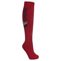 Skarpety Narciarskie Dla Dorosłych Unisex Tech Luxury Merino Wool Blend. Czerwone skarpety Trespass, bez wzorów, z materiału. Za 39.99 zł.