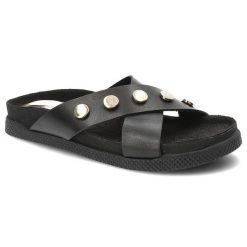 Czarne Klapki Chebello Skórzane Buty Na Lato. Czarne klapki CheBello, bez wzorów, ze skóry, bez obcasa. Za 169.00 zł.
