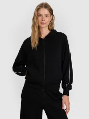 4F Bluza dresowa rozpinana z kapturem damska - czarna S. Czarne bluzy 4f, s, bez wzorów, z dresówki, z kapturem. Za 179.99 zł.