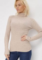 Beżowy Golf Oranya. Brązowe golfy Born2be, l, bez wzorów, z dzianiny, bez ramiączek. Za 34.99 zł.