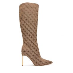 Kozaki Guess. Brązowe kozaki Guess, bez obcasa, na szpilce, bez zapięcia. Za 824.99 zł.