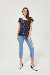 Jeansy skinny 7/8. Niebieskie jeansy MOODO, xs, bez wzorów. W wyprzedaży za 32.49 zł.