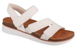 Sandały damskie Skechers Lifted Comfort. Białe sandały Skechers, bez wzorów, z materiału, bez obcasa, bez zapięcia. Za 229.99 zł.