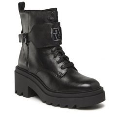 Trzewiki GINO ROSSI. Czarne botki Gino Rossi, bez wzorów, bez obcasa, na słupku, bez zapięcia. Za 208.99 zł.